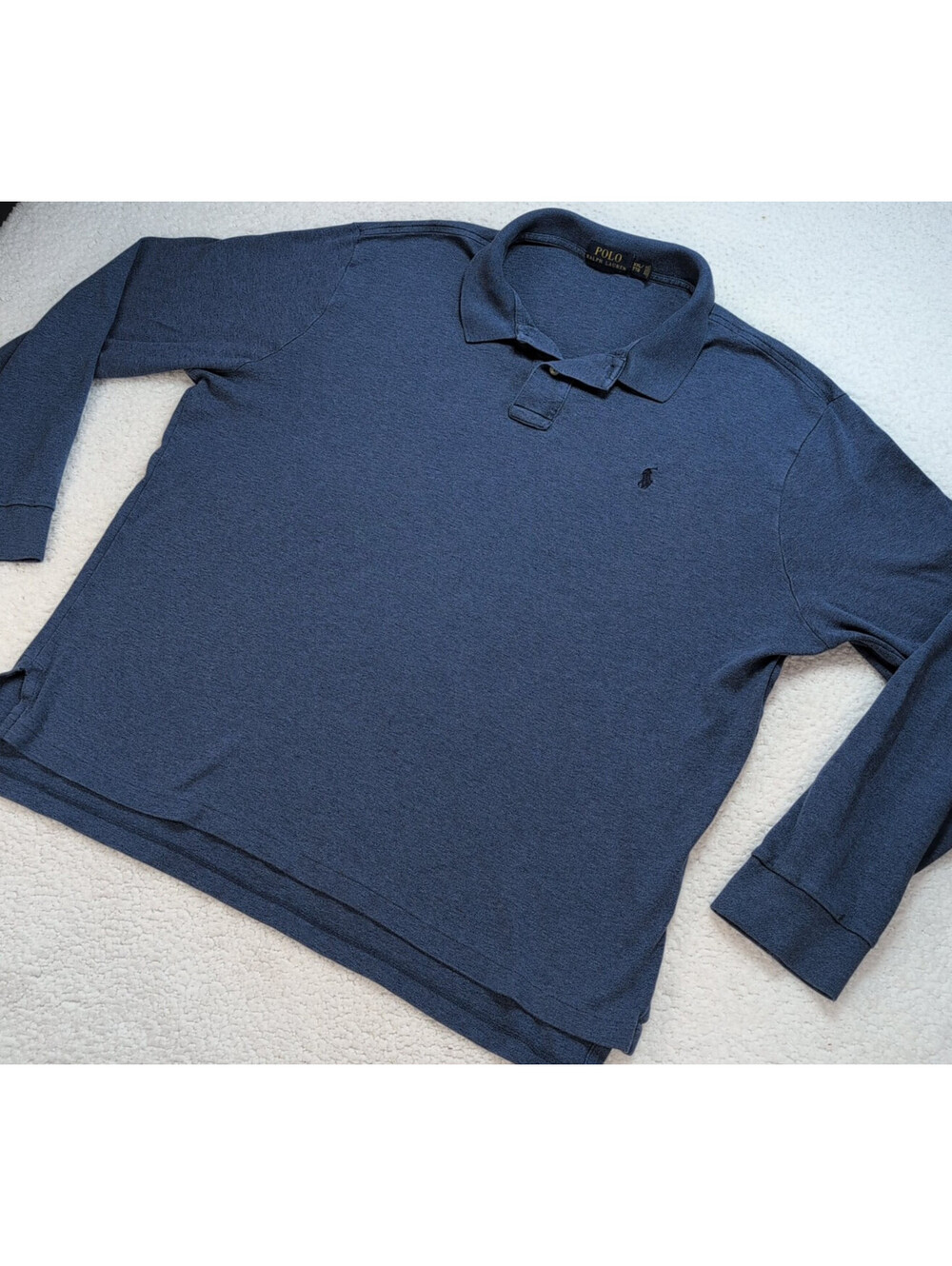 VTG Polo By Ralph Lauren Mens XXL Long Sleeve Polo Shirt Blue Pony Logo